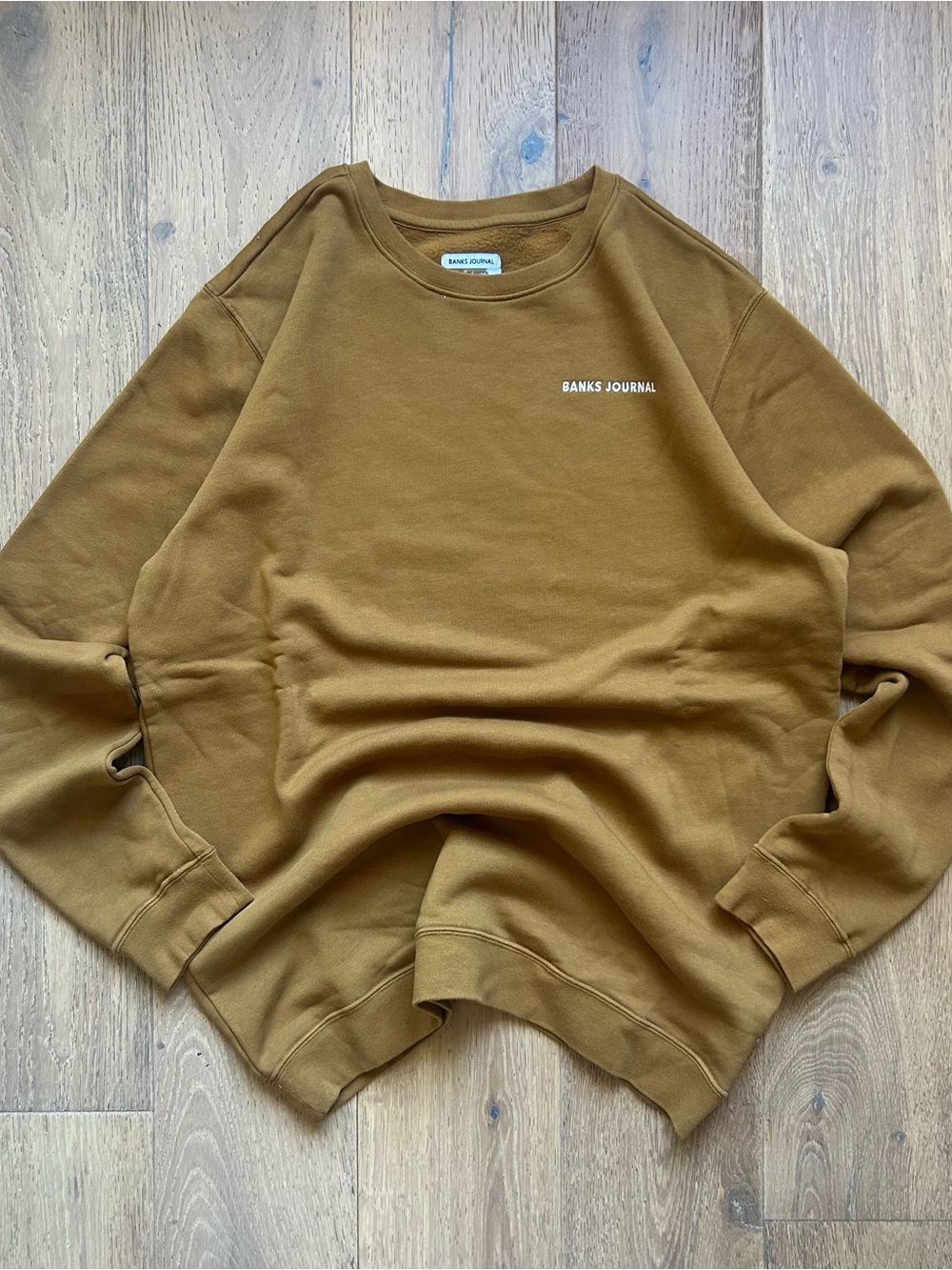 Banks Journal Brown Logo Embroidered Fleece Crewneck Sweatshirt